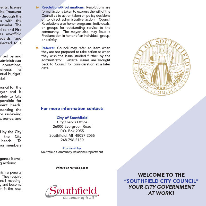 City of Southfield: Brochure Design